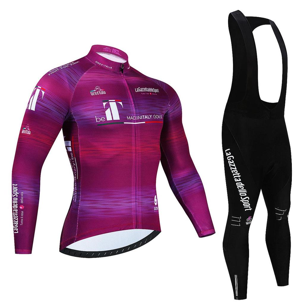 Tour De Italy D'ITALIA Cycling Jersey Set Premium Anti-UV Long Sleeve Downhill Cycling Suit Autumn Quick-Dry Pro Racing Uniform