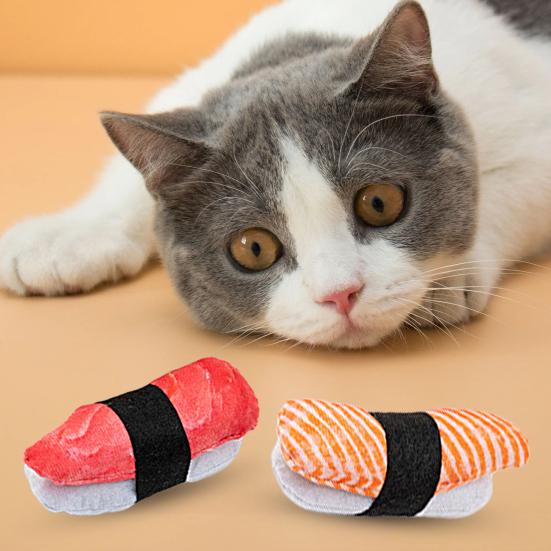 Realistic Natural Scratch-resistant Funny Cat Toy Lovely Sushi Shape Built-in Catnip Interactive