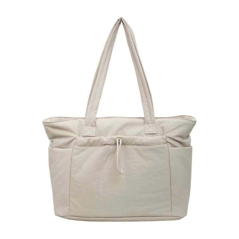 2026New simple commuter tote bag, laptop shoulder bag, large capacity, lightweight, waterproof Oxford cloth handbag for women грязно-белый