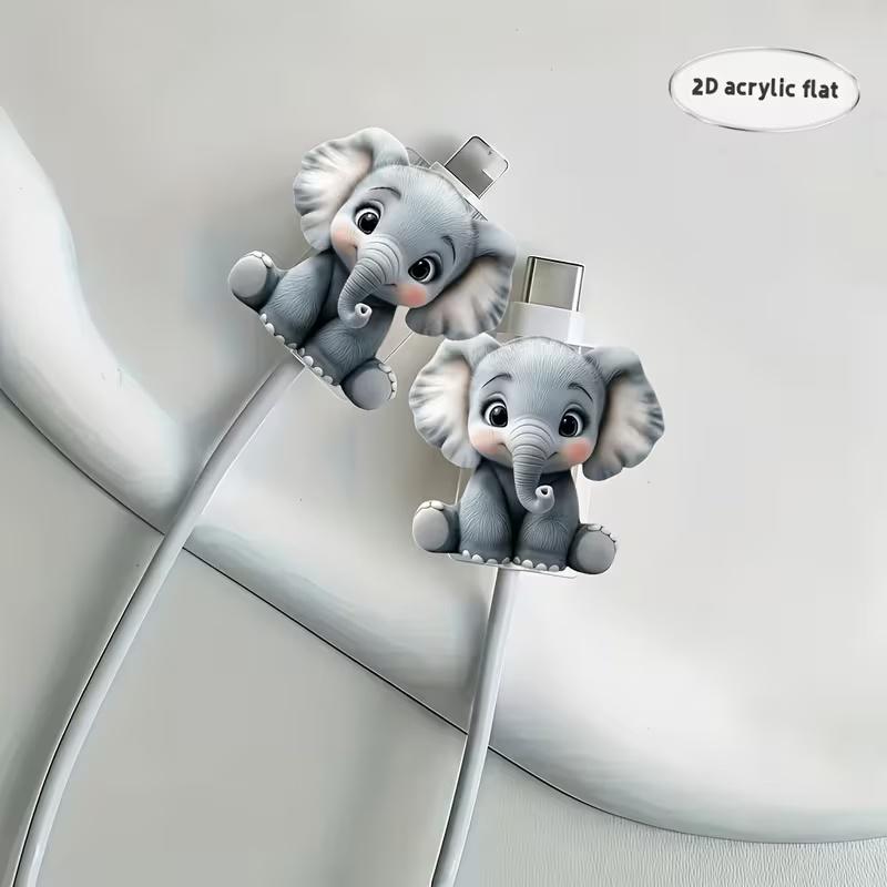 

Cute Elephant Cable Protector (2pcs) for Type-C - Anti-Break, Durable Data Line Protector синий