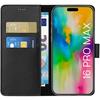 Coque Noir pour iPhone 16 PRO MAX - Portefeuille Rabat Clapet Aimanté Rangement Cartes Phonillico®