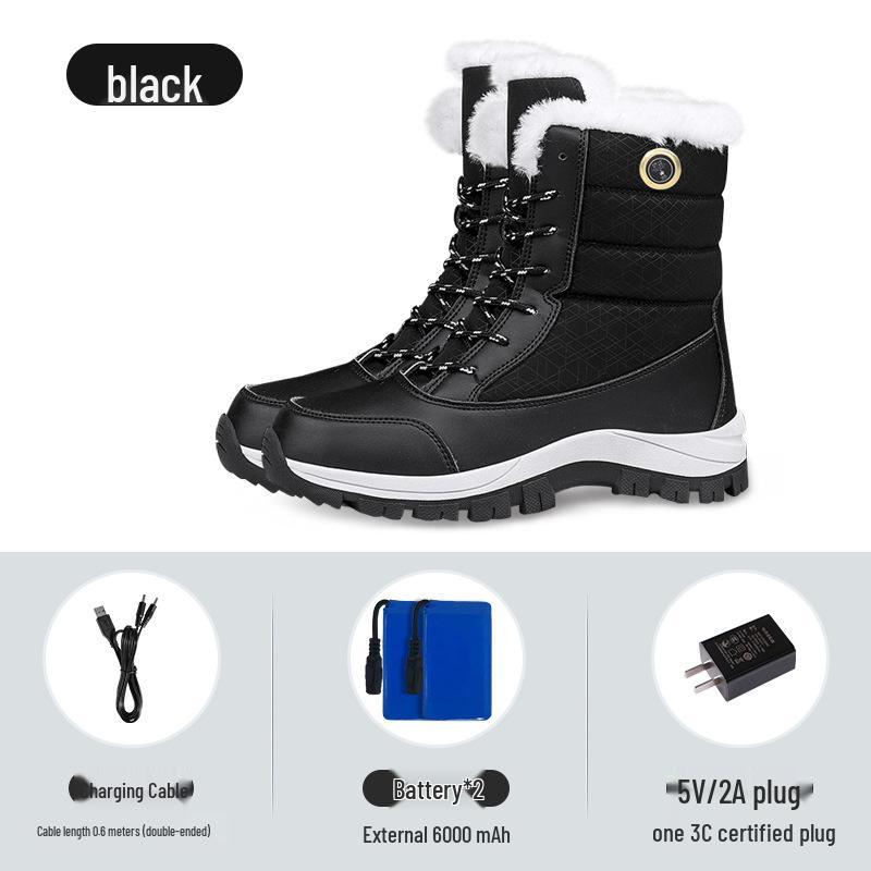 

Rechargeable Heated Winter Shoes - Warm Plush Cotton, Frostbite Prevention, Outdoor Travel Snow Boots 38