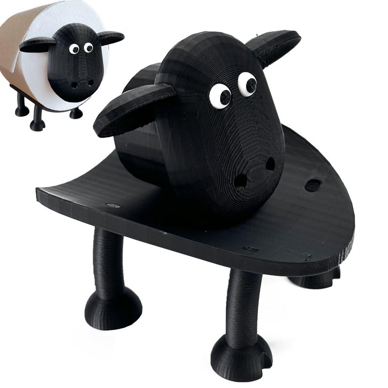 Black Sheep Shape Toilet Roll Holder Resin Animal Roll Paper Rack Stackable for Home Bathroom Vanity Night Stands