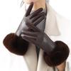 Womens PU Leather Warm Winter Gloves With Fleece Lining Touchscreen Compatible Windproof Riding