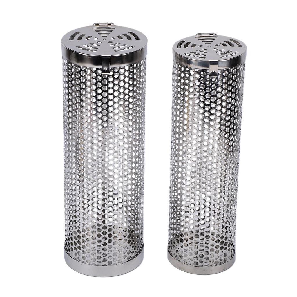 2 Pcs Rolling Grill Basket 304 Stainless Steel BBQ Net Tube Barbecue Cylinder Cage for Vegetable Fish Meat Food Camping