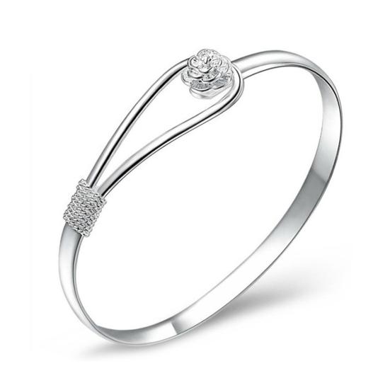 

Браслет из сплава, открывающийся дизайн, цветочная пряжка, гальваническое покрытие, яркий блеск, не тускнеющий, украшение, ювелирные изделия, подарки, легкая роскошь, темперамент, женский браслет, банкет серебряный