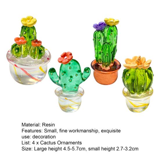 4Pcs Novelty Realistic Collectible Compact Dorm Office Cactus Figurine Bonsai Ornament for Household