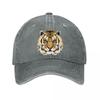 Tiger Head Print Black Cap  New Vintage Washed Baseball Cap