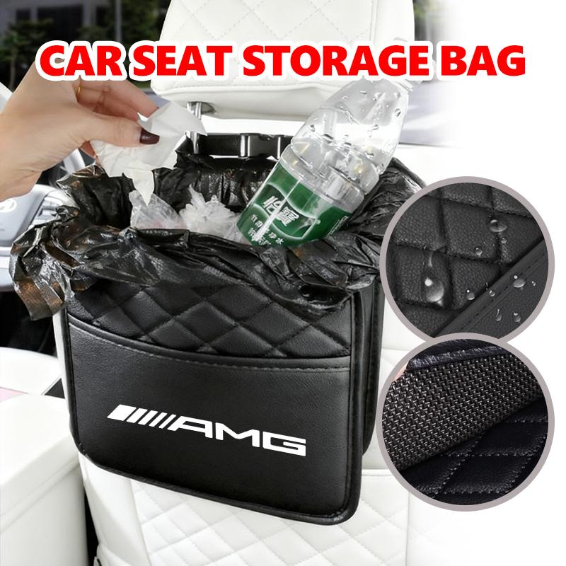 Car Logo Seat Back Storage Box Hanging Organizer Phone Tissue Storage Holder For AMG Mercedes Benz CITAN VITO SPRINTER CLS SLK