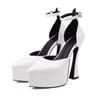 Women's Super High Heels Shoes  Thick Platform High Heel Sandals Ankle Strap Pointed Toe Party Shoes Large Size
