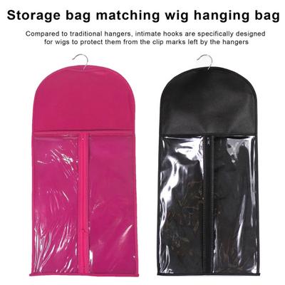 Wig Hanging Bag Transparent Zipper Closure with Hanging Hook Dustproof Portable Wig Hanger Hair Extension Holder