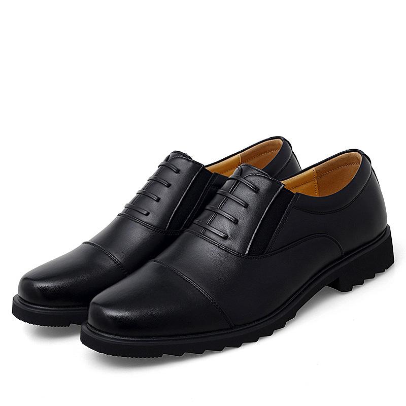 

New men s casual leather shoes rubber outsole comfortable breathable foot shoes British black leather shoes 46 чёрный