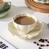 French Flower Shape Ceramic Cup Dish Sets Household Exquisite Handle Personalized Elegant Coffee Cup Fashion Afternoon Tea Mug