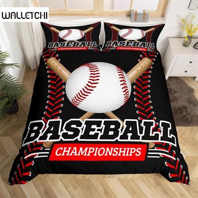 Boys Baseball Duvet Cover Teens Sports Theme Bedding Set Microfiber 3D Baseball Bat Gloves Comforter Cover Twin King Queen Size