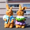 Handcrafteds Easters Bunnys Resins Figurine for Festive Home Decoration and Seasonal Celebration