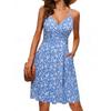 QICED Fashion Summer Spring Solid Color Print Sleeveless V-Neck Casual Dresses