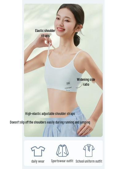 Youth Seamless Training Bra: Soft, Fixed Padded Cups, Adjustable Straps, No Underwire, Student Vest Innerwear for All Puberty Stages.