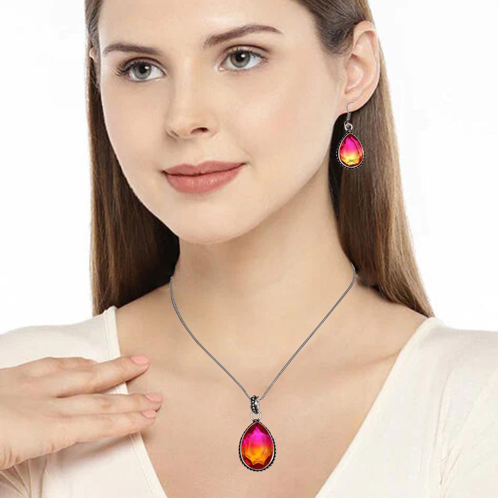 Bio-Tourmaline Quartz Jewelry Set 18-20'' Handmade For Womens Unisex New