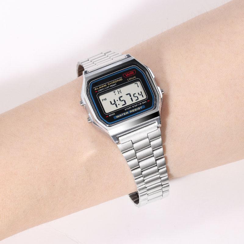 Cinturino da 18 mm per Orologio Casio F-91W Oro in Acciaio Inossidabile per SGW400 F84 F105/108/A158W/168 AE1200/1300 Bracciale da Polso in Acciaio