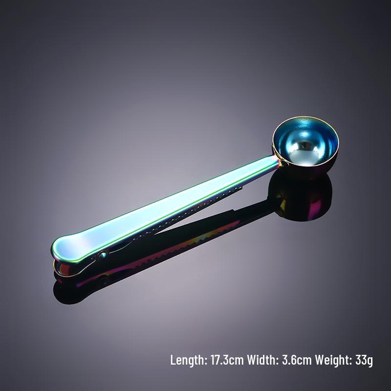 304 Stainless Steel Dual-Function Measuring Spoon and Food Sealing Clip for Coffee and Milk Powder