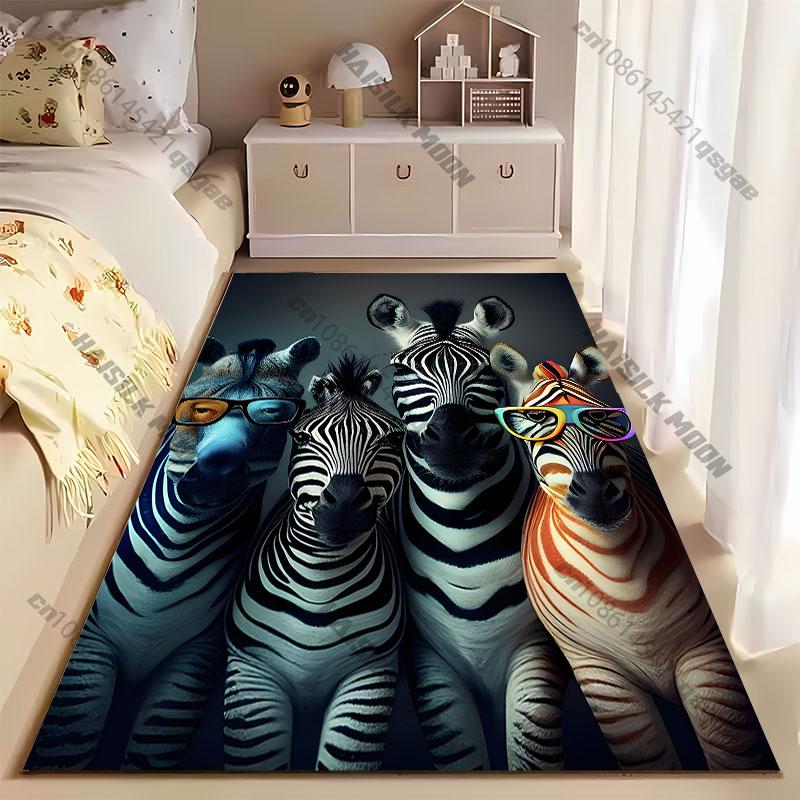 Colorful zebras wearing quirky glasses carpet Yoga living room room decor children's crawling mat doormat area rug
