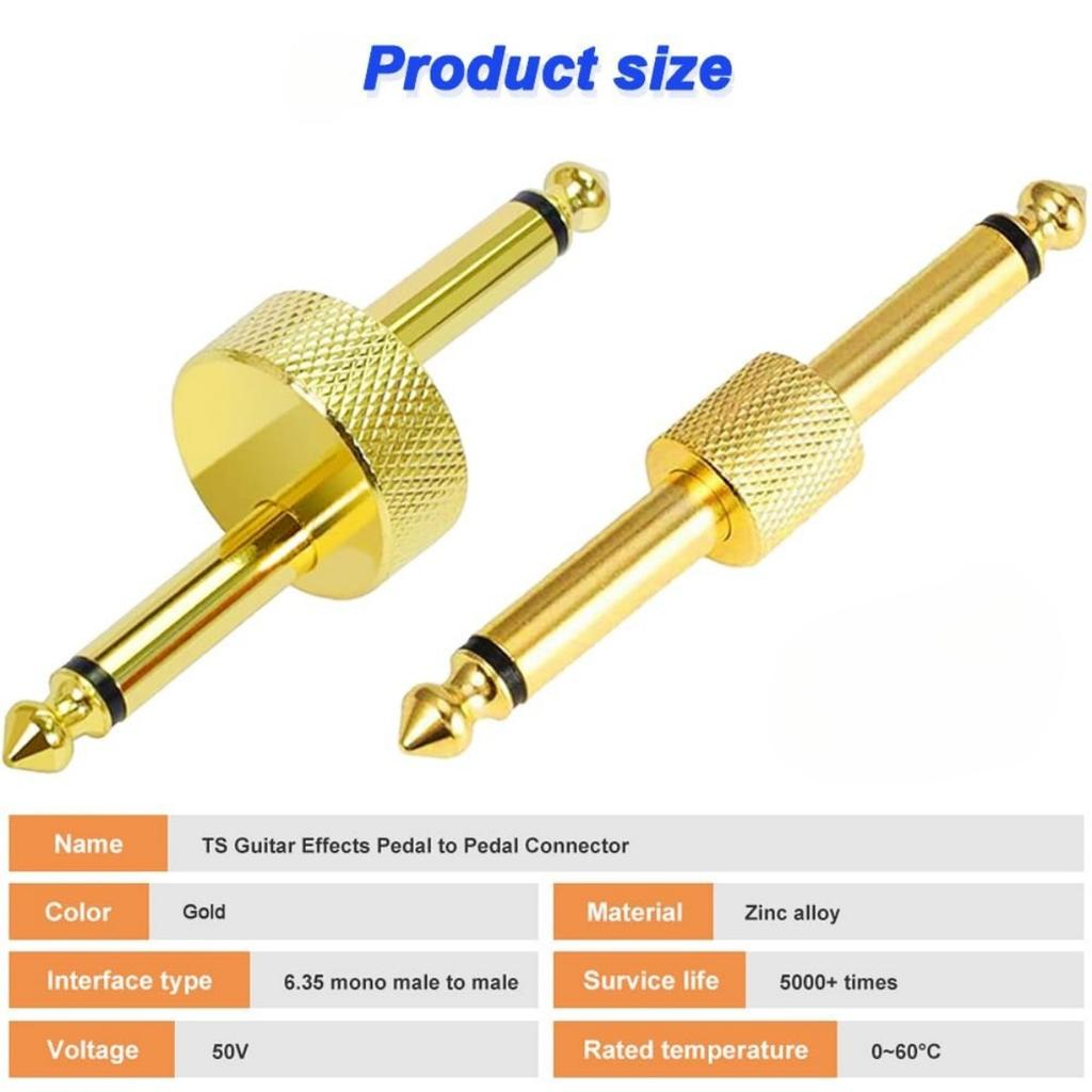 4PCS Guitar Pedal Connector Straight/Z-Type 6.35mm Pedals Coupler Pedal  to Pedal Connector, TS Copper Male for Guitar Pedal