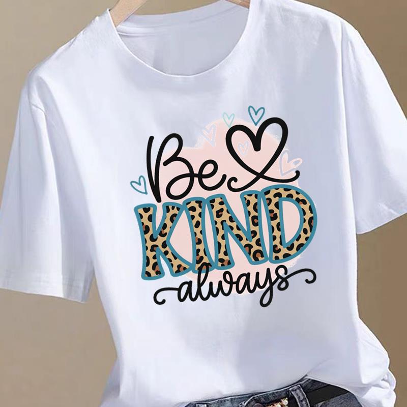 (Asian Size) leopard letter 90s Clothing T Shirt Women Fashion Tee Top Woman Female Short Sleeve Graphic Print T-shirts