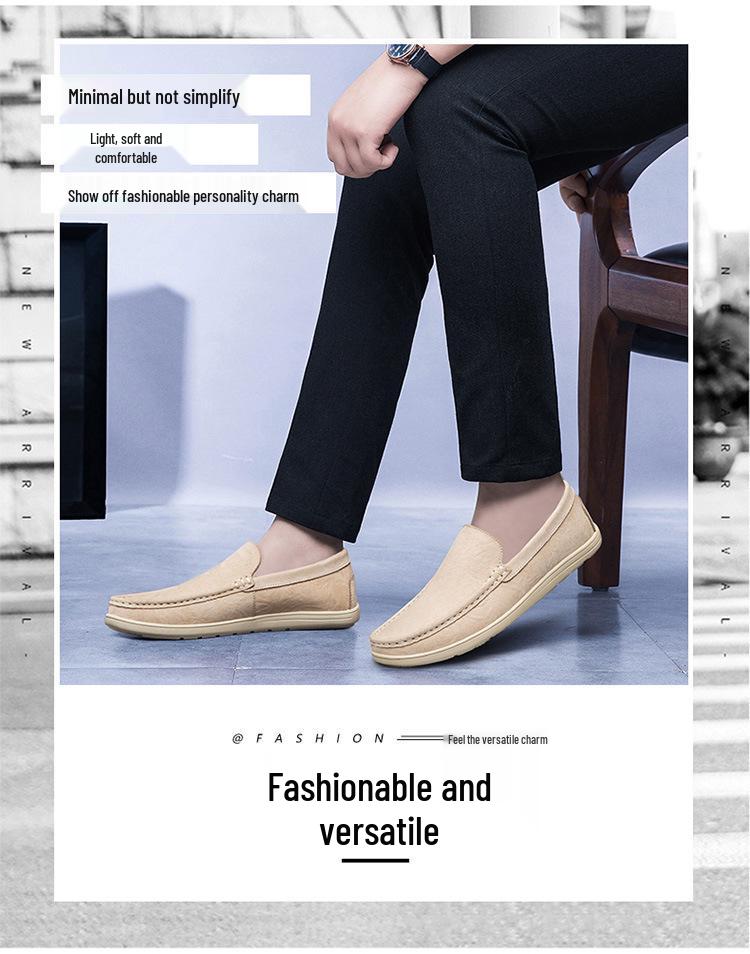 Men's Genuine Leather Slip-on Loafers - Spring Cowhide Casual Shoes