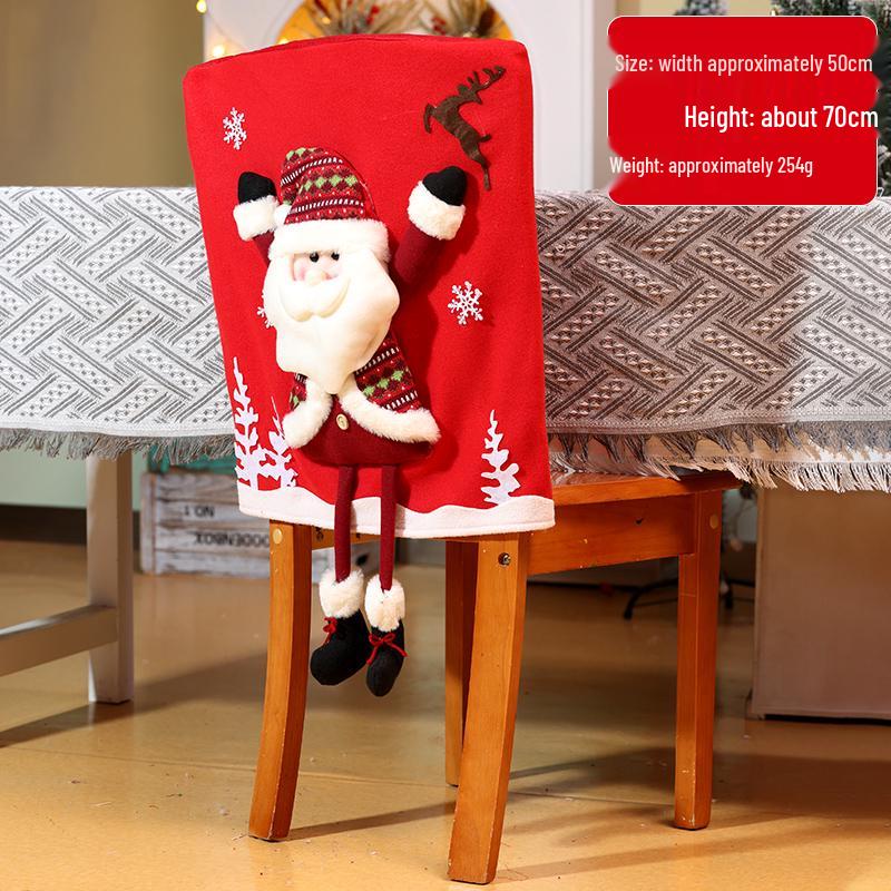 Cartoon Christmas Chair Covers: Santa, Snowman, Reindeer - Perfect for Home, Dining, Hotel, and Restaurant Decor