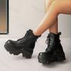 Fashion British Style Thick Sole Lace Up High Top Short Boots for Women 2025 Autumn New Fashion Versatile Comfortable Casual Ankle Boots