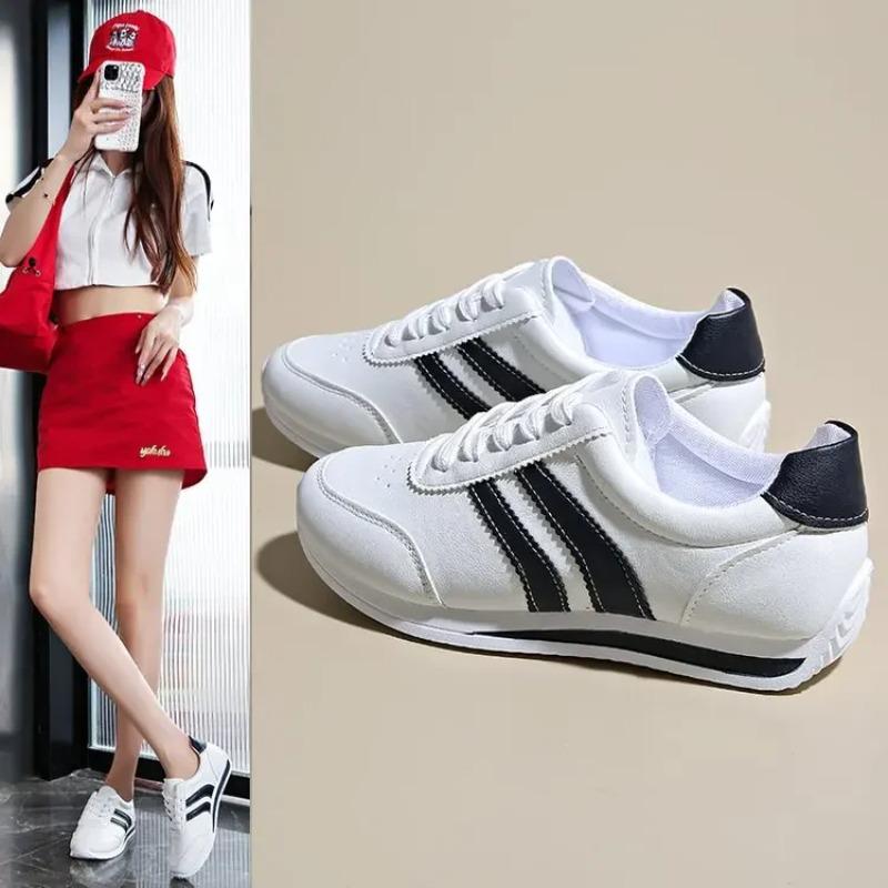 Fashion Summer Cross-Border Bestseller Women's Casual Running Shoes Soft Leather Comfortable Bottom Agan Style Lace-Up Sport Sneakers
