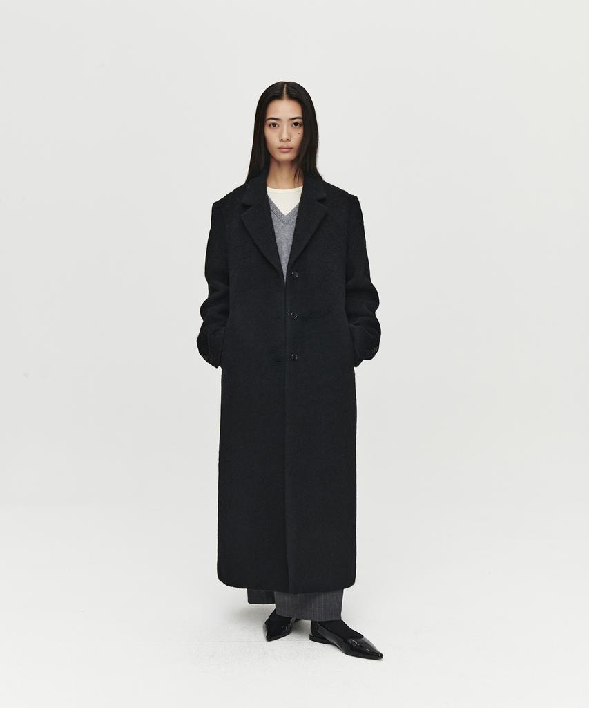 Heute Alpaca Long Single Coat (Black)