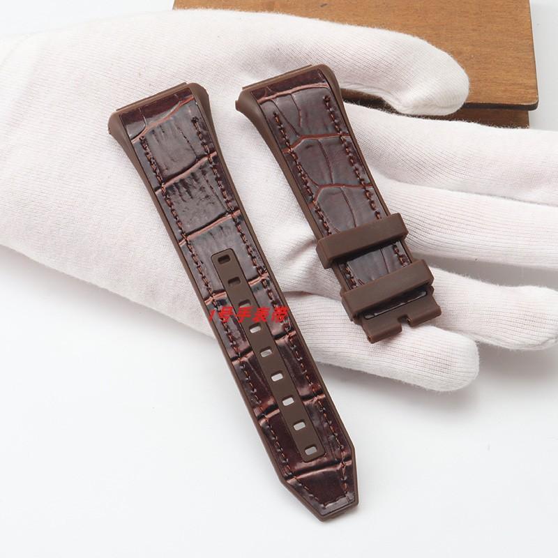 

Ремешок для часов из натуральной кожи для Richard FM Frank Muller Мужской Бочкообразный Резиновый ремешок для часов ширина 28 мм Выпуклая ширина 21 мм 28-21mm