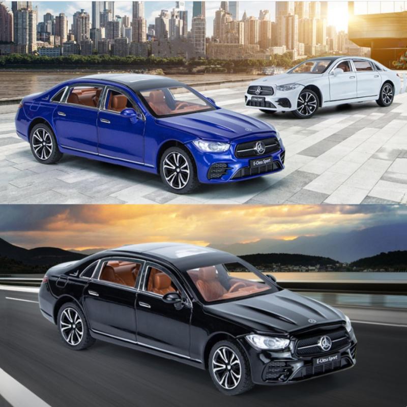1/24 Benz E-Class E300 L Alloy Car Model Diecast Toy Metal Vehicles High Simulation Sound And Light Pull Back Toy Car Collection Gift
