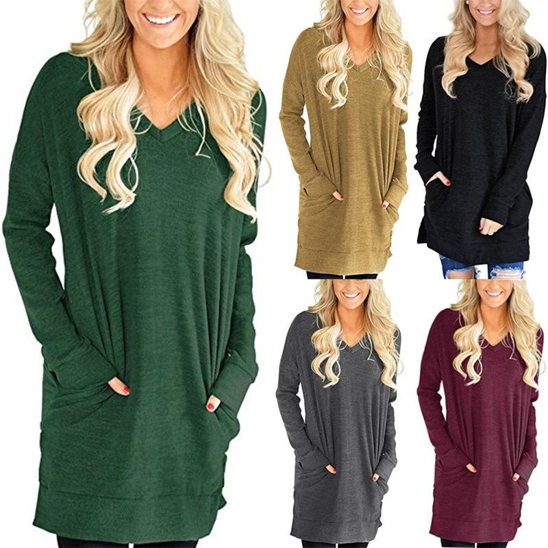 Women's Casual V-neck T-shirt Autumn New Women's Fashion Long Sleeved Top Versatile Women's Top