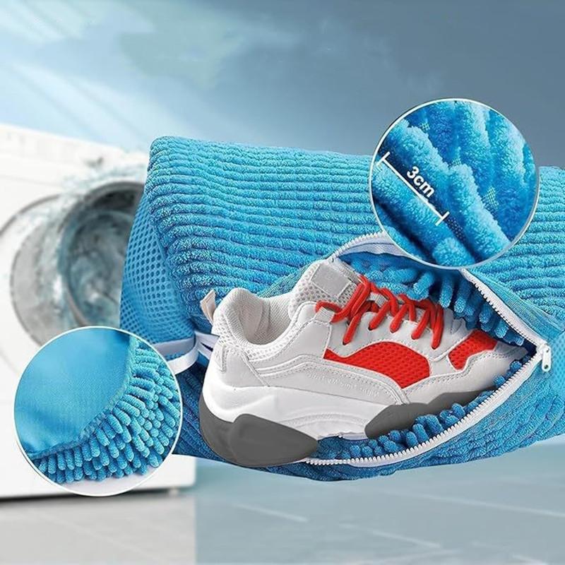 Schuhe waschen Tasche Gepolstertes Netz Wäsche Schuhe Schutz Flauschige Fasern Polyester Schuhe waschen Maschine Wäschebeutel Trockenbeutel