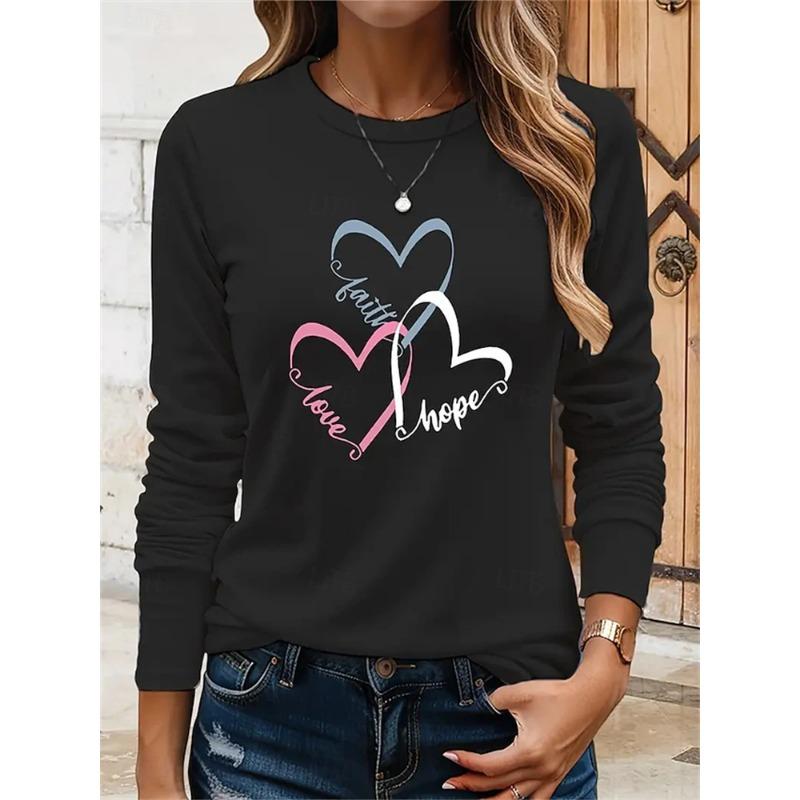 Women's Autumn Fashion Long-Sleeve Striped Butterfly Print T-Shirt Crew Neck Pullover Comfortable Loungewear Street-Style Top