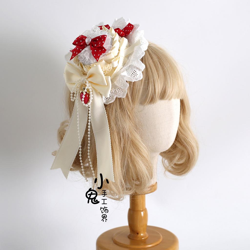 Original Lolita Strawberry Polka Dot Headband Sweet Lolita Lo Hair Accessories Cake Top Hat Hair Accessories
