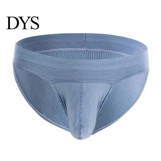 Soft Fabric Men Underwear Briefs Low-rise Wide Elastic Waistband Slim Fit Breathable Low-waist Striped Print Seamless U-Convex Panties Daily Wear