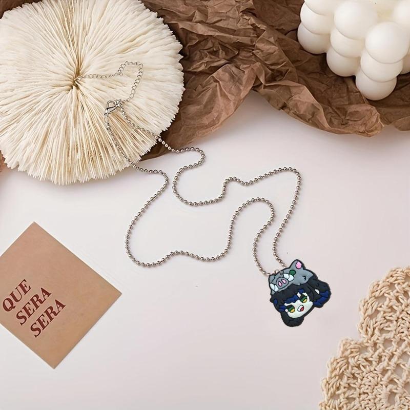 Demon Slayer Anime Series Beaded Necklace Etsy Bead Collarbone Chain Creative Cartoon Bead Pendant Stylish Versatile Necklace