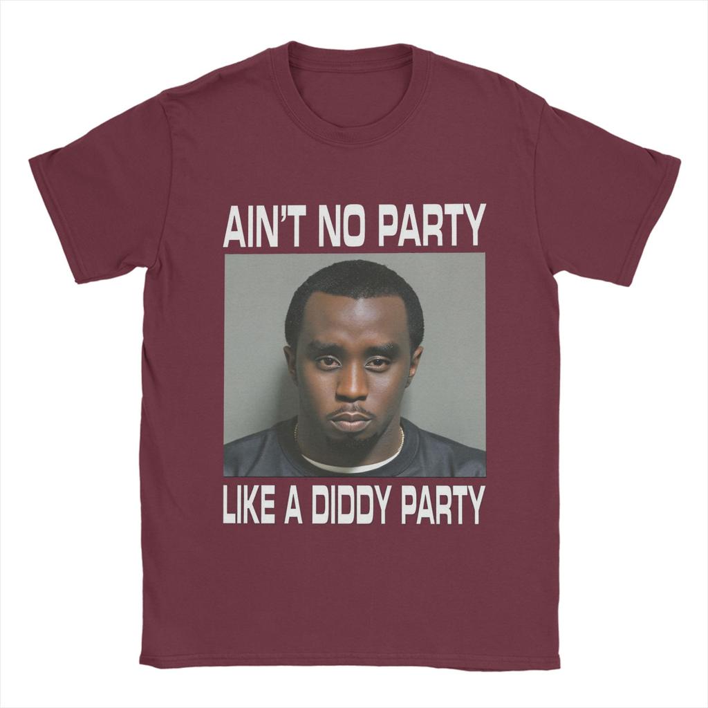 Men's Retro Aint No Party Like a Diddy Party T Shirt Clothes Funny Short Sleeve Crewneck Tee Shirt Summer T-Shirts