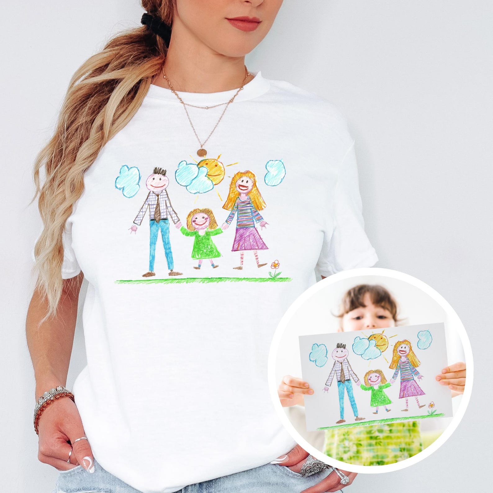 Custom Photo Shirt, Personalized Picture T-Shirt for Mom, Mother s Day Gift from Kids, Custom Drawing Tee, Birthday Gift for Her, Mom Shirt 3XL