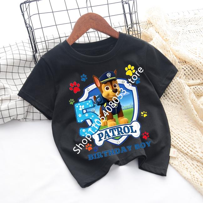 White Tshirts for Boys Anime Cartoon Cute Birthday Clothing Children Summer Fashion Short Sleeved Shirt Kids Clothes