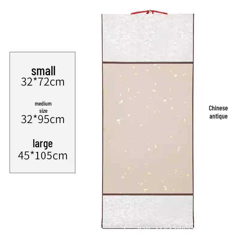 Batik Gold Scroll Wall Hanging Calligraphy Painting Small 32x72cm