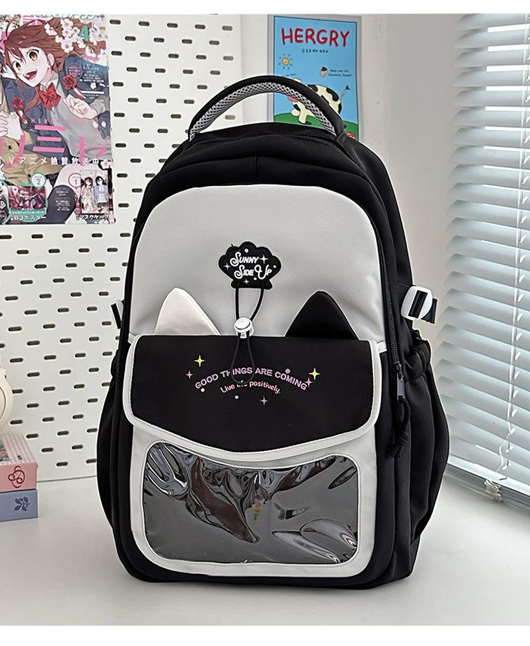 

New high-value junior high school students large-capacity schoolbag female high school students primary school students cute lightweight backpack чорний