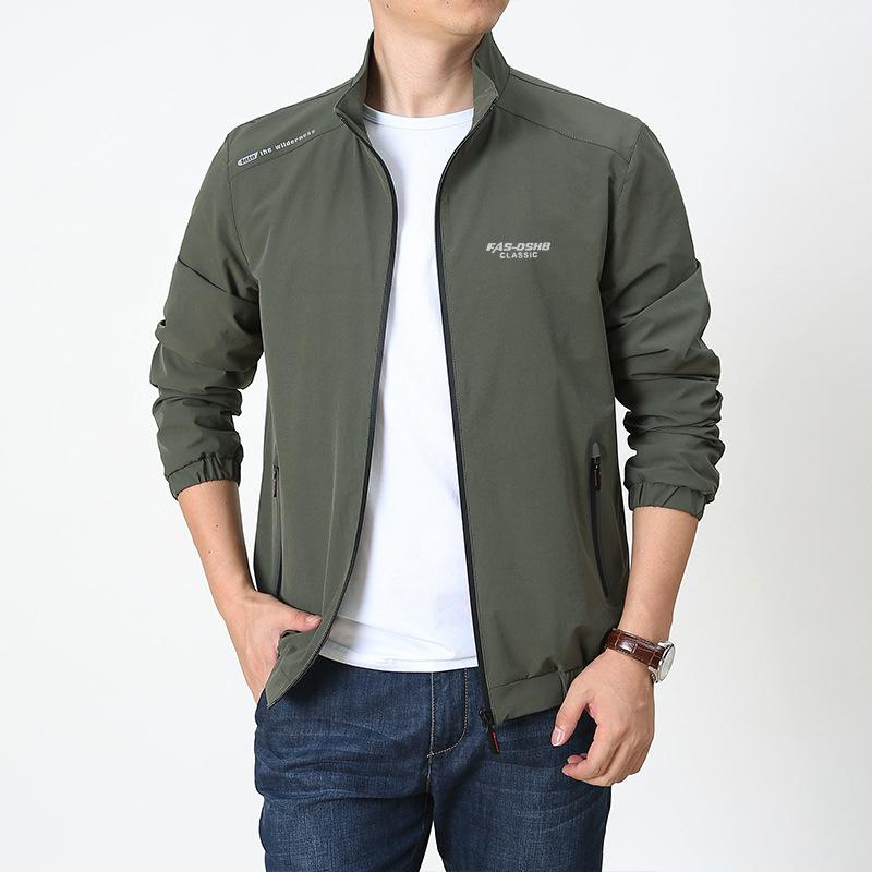 New Men's Autumn Casual Fashion Stand-Up Jacket Top Men's Large Size Quick-Drying Jacket Clothes