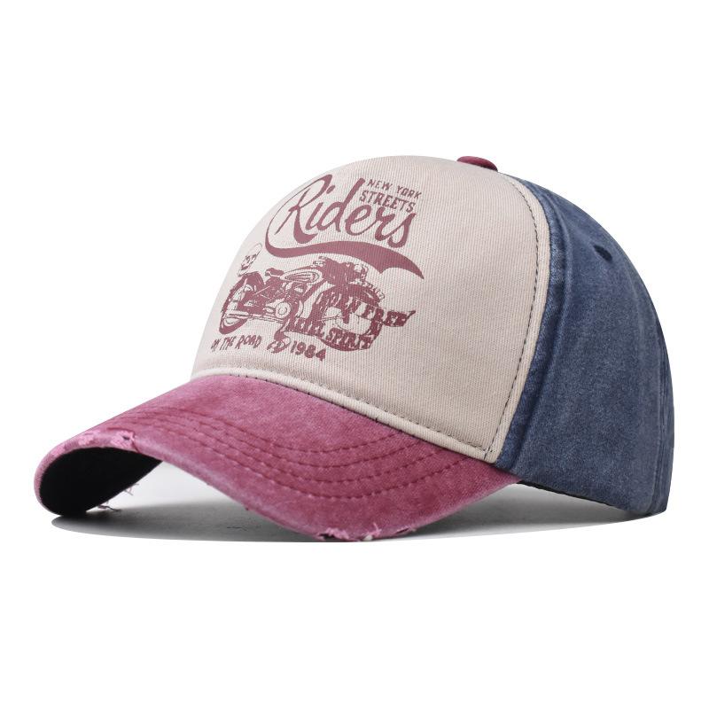 Gewaschene Baseballkappen Herren und Damen Koreanische Kappen Rideus Druck Outdoor-Cowboyhüte Gewaschene alte Hüte
