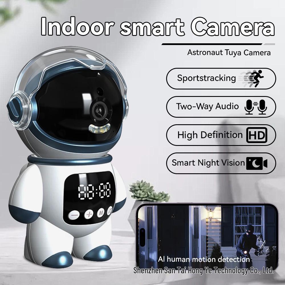 

Astronaut Robot Camera: 2MP Clock with WiFi, Tuya Smart Home Control, Color Light, Night Vision