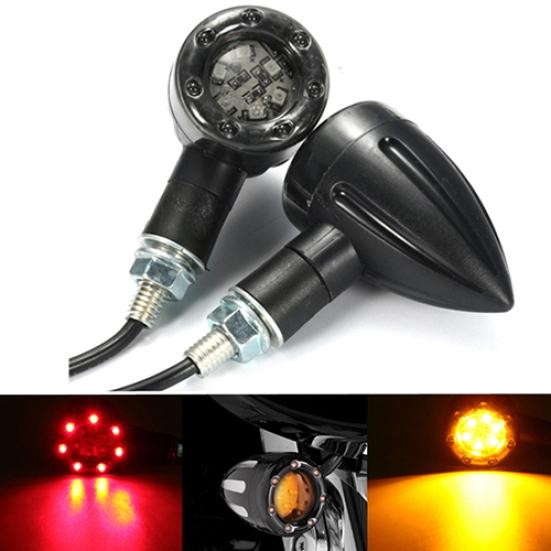 2 Stk Universal Rear Turn Motorsykkel LED Kjøresignal Bremse Stopp Safe Lights