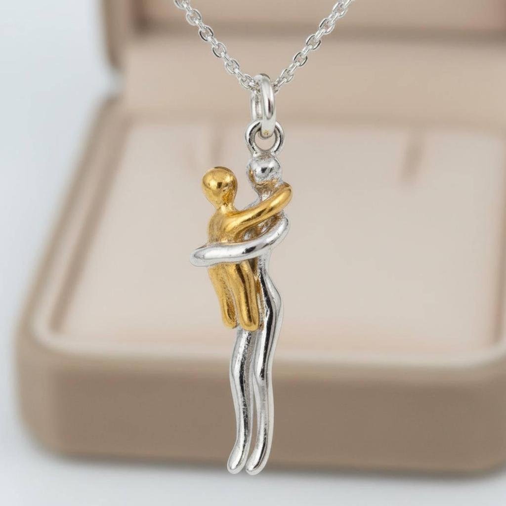 2 Pendants, Sentimental Gift, Necklace with Pendant, Hugging Figures for Parents,